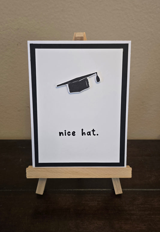 "nice hat" Handmade Graduation Card (without spring feature)