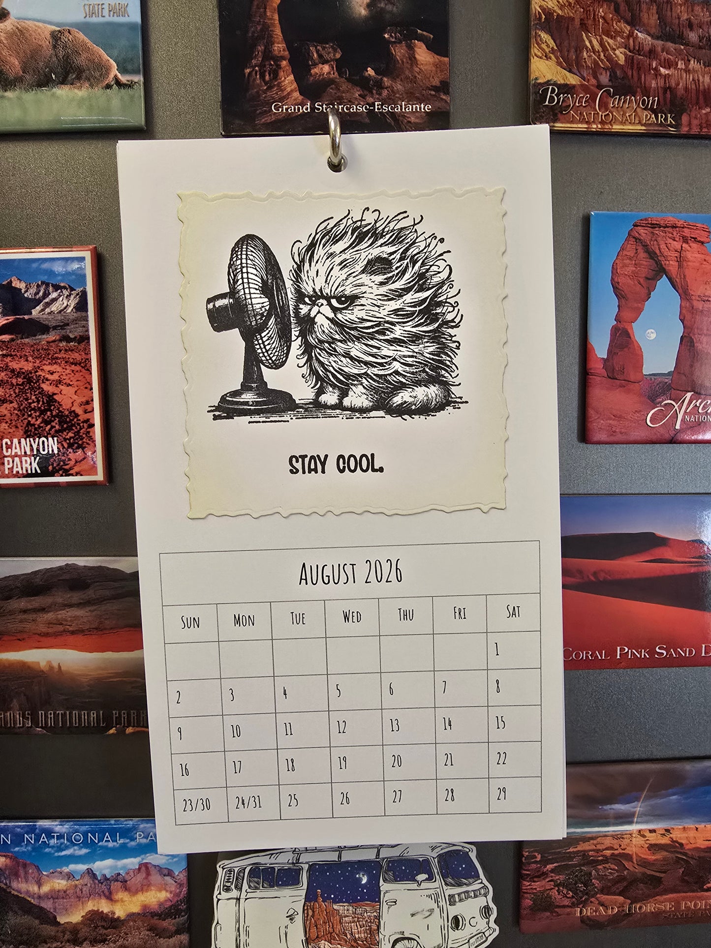 "Pissy Kitty" 2026 Hanging Calendar (Magnetic Hanger Hook Included)