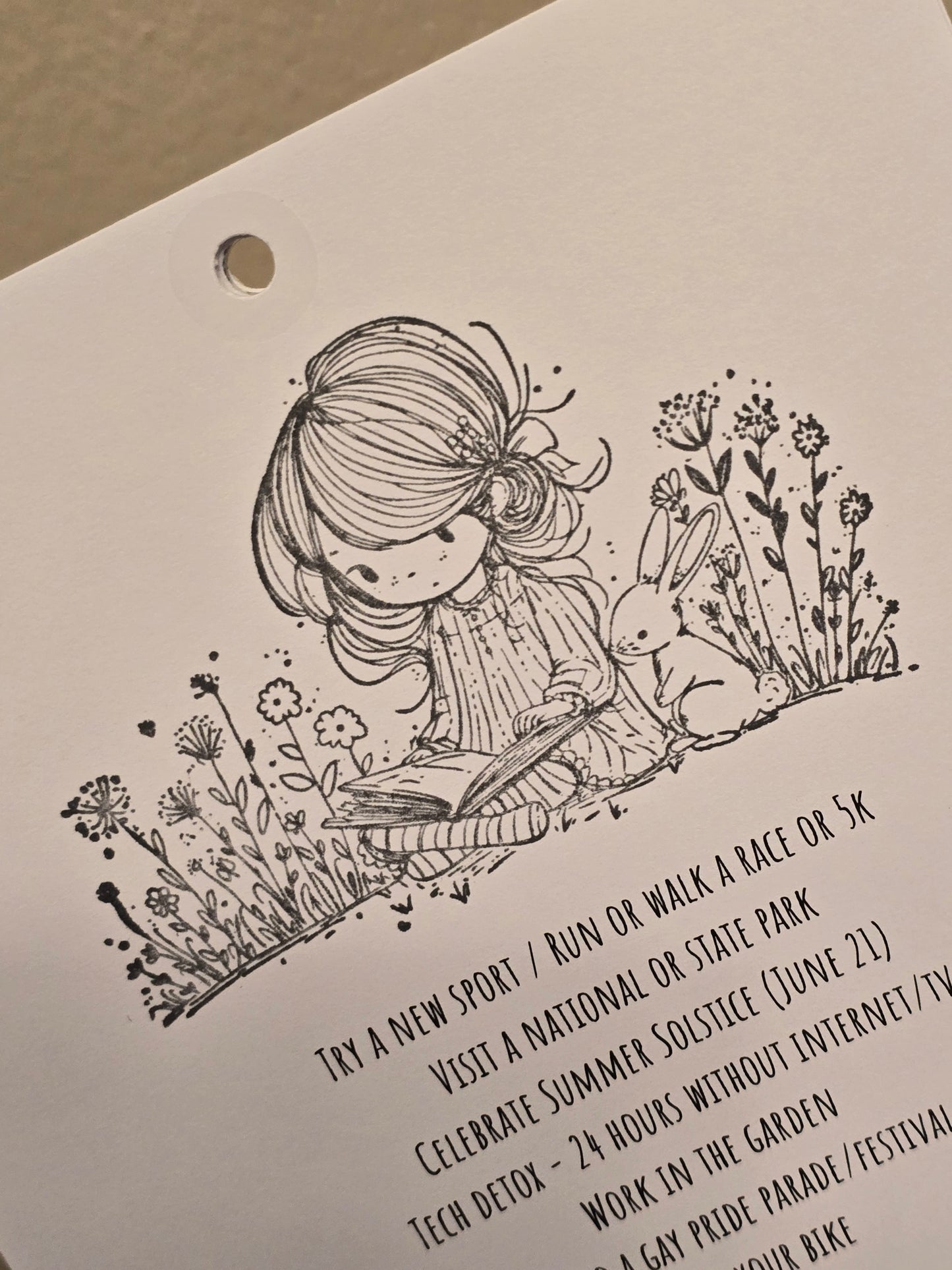 Bucket List Calendar (undated) - Simple Black & White (Magnetic Hanger Hook Included)