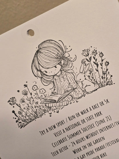 Bucket List Calendar (undated) - Simple Black & White (Magnetic Hanger Hook Included)