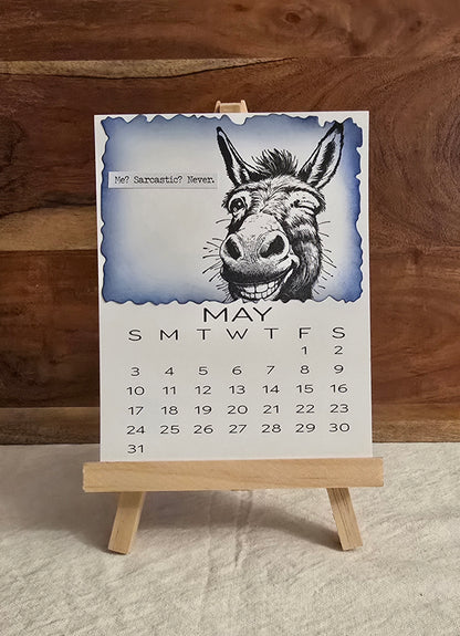 "Animals with Attitude" 2026 Desktop Calendar (Small) - Easel sold separately