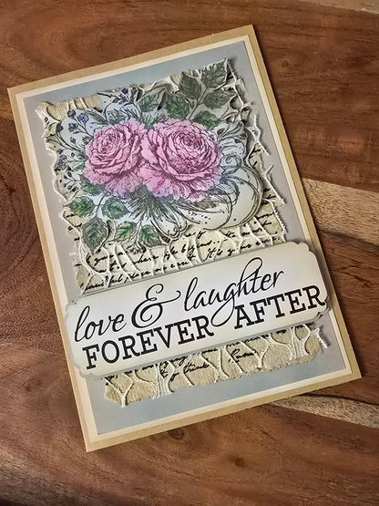 "love & laughter FOREVER AFTER" Handmade Wedding Card