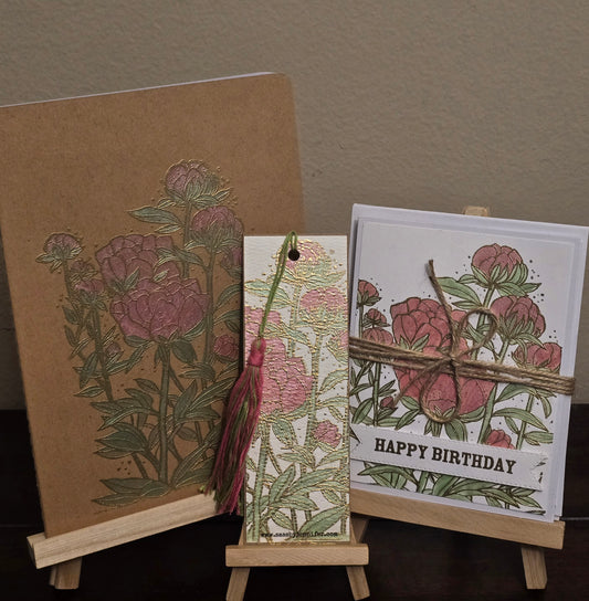 Peony Gift Set (Notebook, Bookmark, Notecard Set)