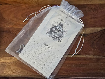 "Pissy Kitty" 2026 Hanging Calendar (Magnetic Hanger Hook Included)