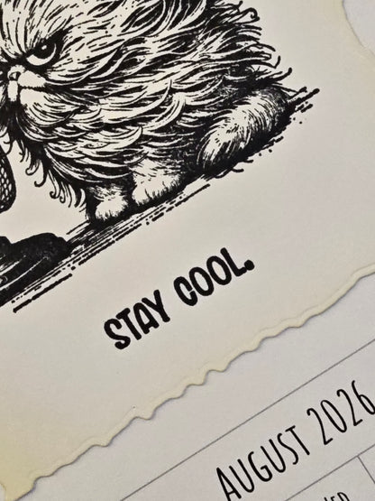 "Pissy Kitty" 2026 Hanging Calendar (Magnetic Hanger Hook Included)