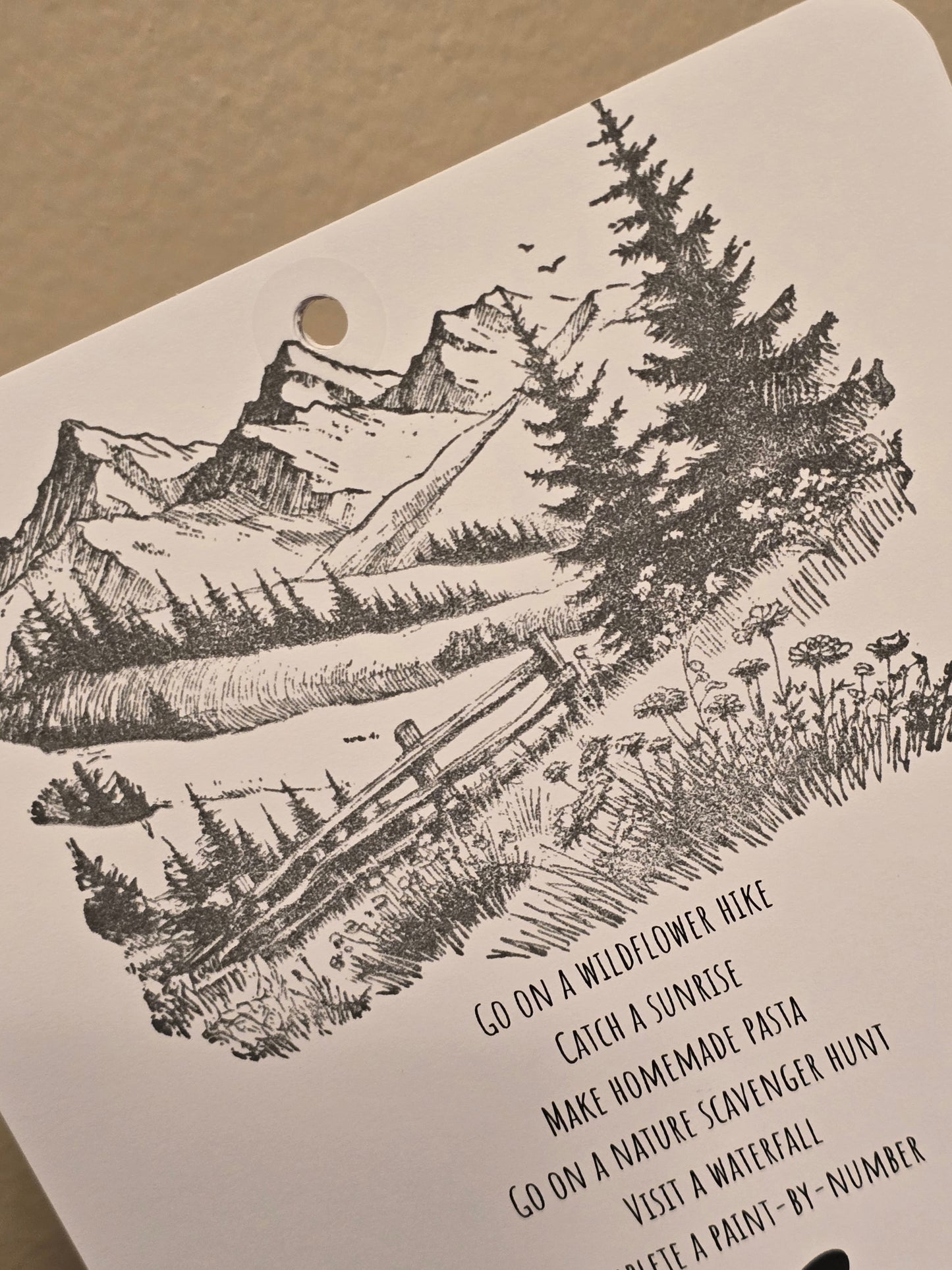 Bucket List Calendar (undated) - Simple Black & White (Magnetic Hanger Hook Included)