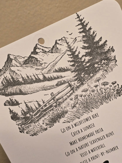 Bucket List Calendar (undated) - Simple Black & White (Magnetic Hanger Hook Included)