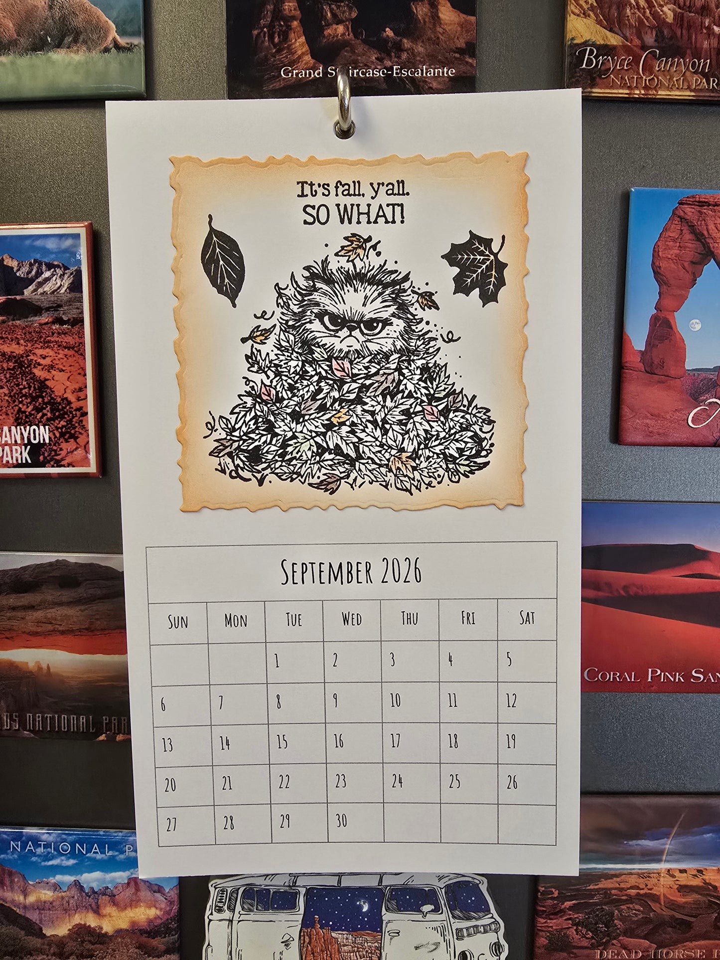 "Pissy Kitty" 2026 Hanging Calendar (Magnetic Hanger Hook Included)